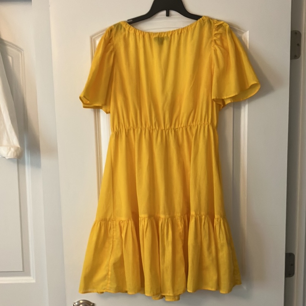 J crew Cotton voile tiered button-down beach - yellow- dress size S - Picture 2 of 5